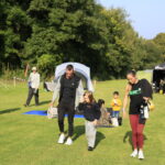 a family walking in the main festival area